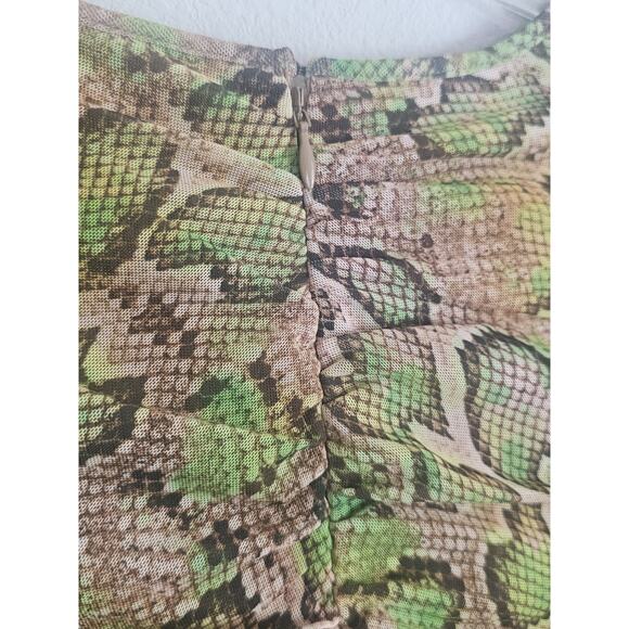 Dundas x Revolve Natasha Mini Dress Medium Snake Print Cut-Out Mesh Lined - Picture 13 of 16